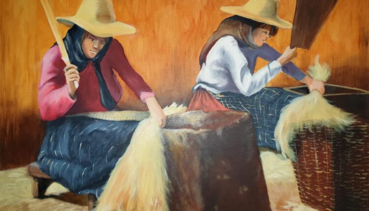 Exposição Ferreira Sertã Trabalhar o linho oleo sobre tela