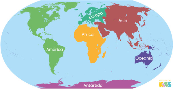 indicacao de todos os seis continentes da terra em um mapa mundi america africa europa asia oceania e antartida (1)
