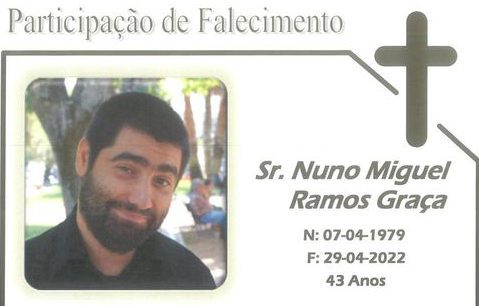 Faleceu Nuno Miguel Graça, filho do eng. Bruno Graça da Gualdim Pais