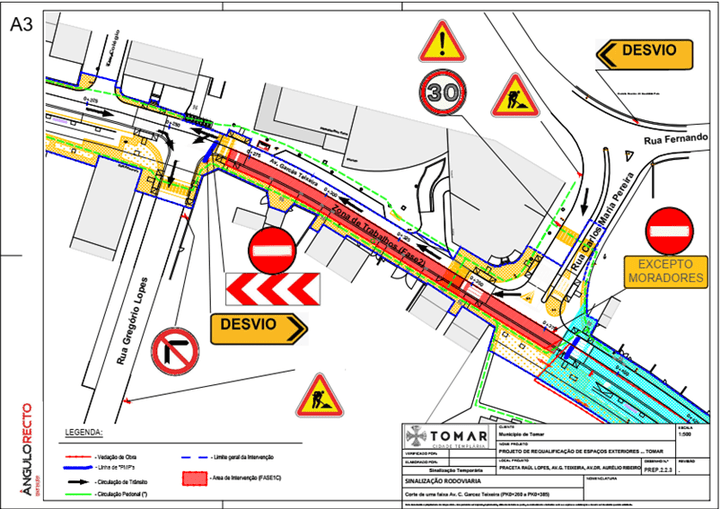 Tomar: Trânsito condicionado na Rua Coronel Garcês Teixeira de 9 a 10 de junho