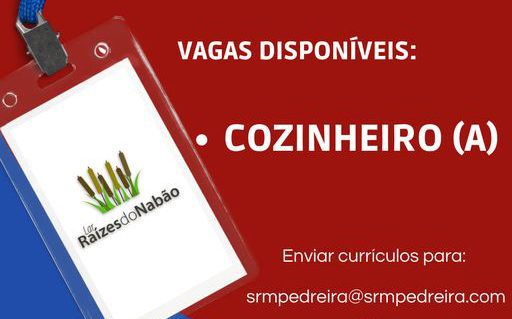 Lar Raízes do Nabão na Pedreira está a contratar para cozinheira(o)