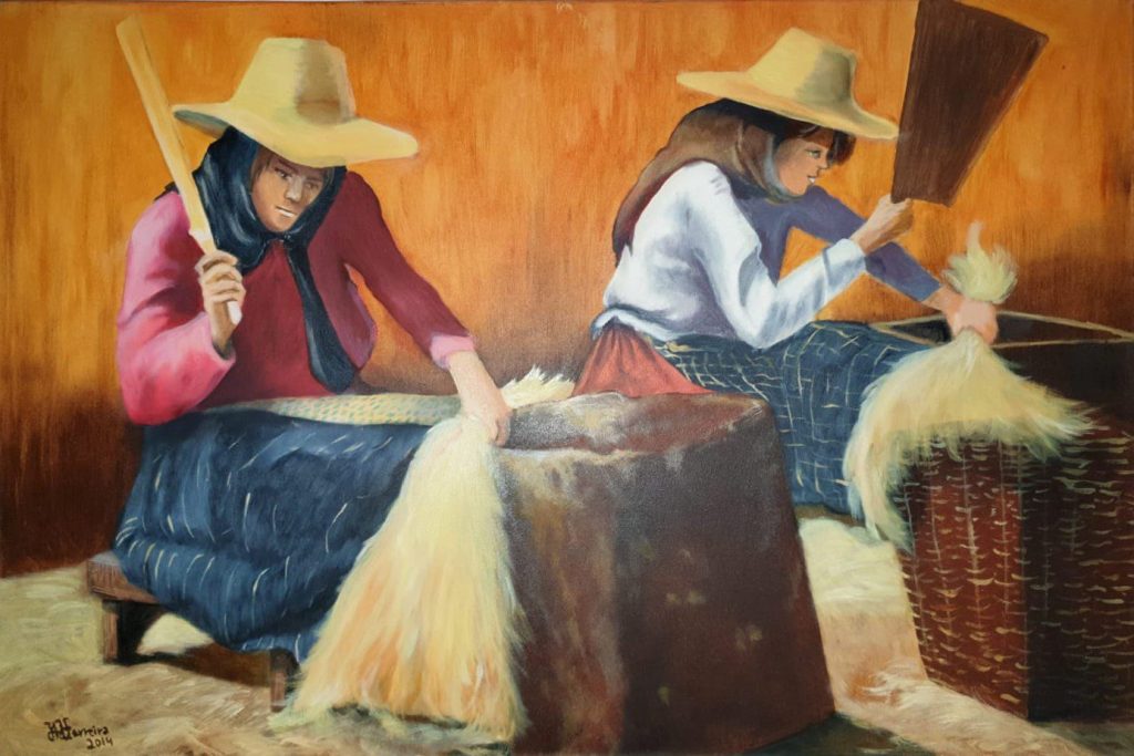 Exposição Ferreira Sertã Trabalhar o linho oleo sobre tela