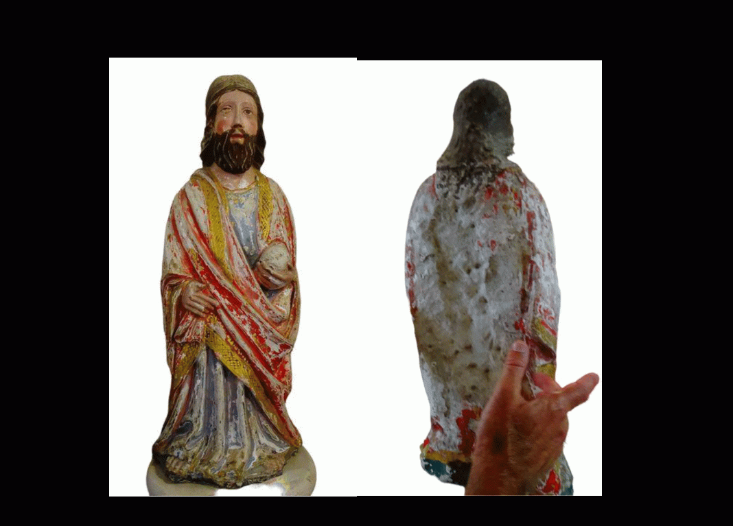 Imagem de Santo Estevão, em Outeiro Grande, tem as costas esburacadas. Saiba porquê