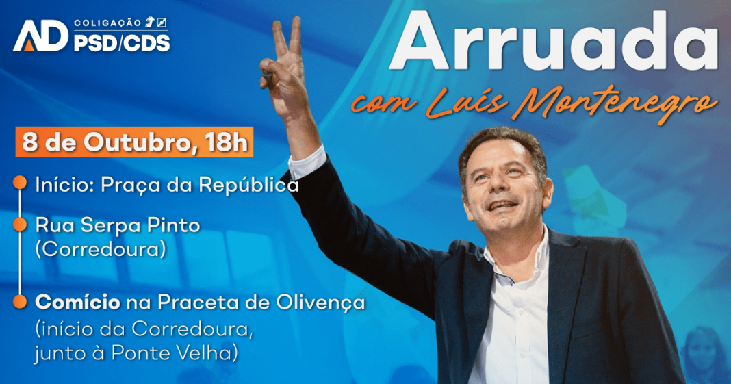 Luís Montenegro vai estar hoje em Tomar na campanha e arruada da AD – Coligação do PSD/CDS