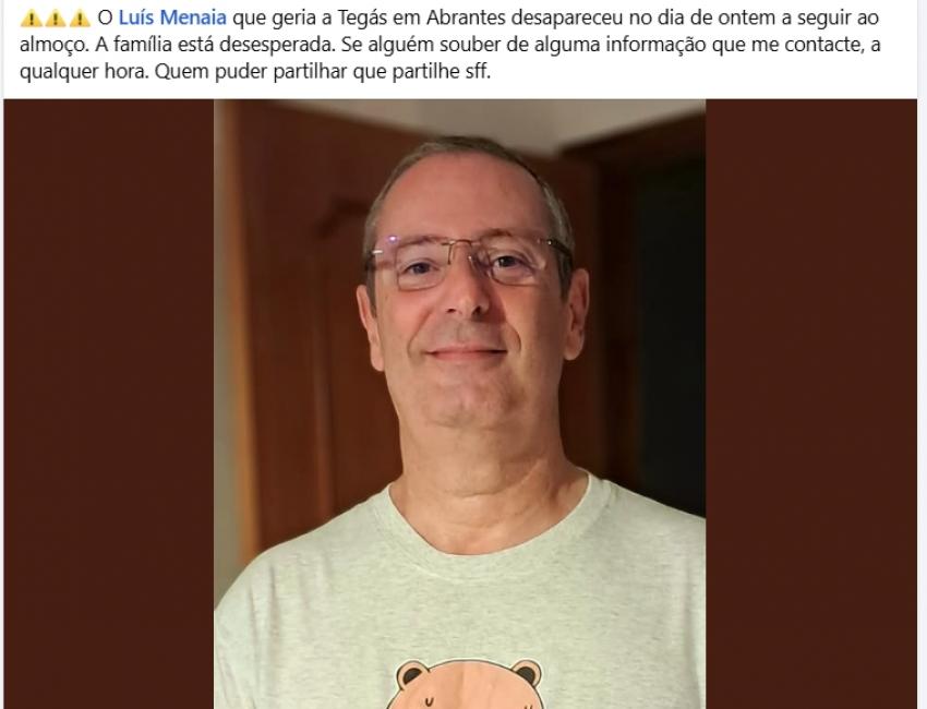 Mistério em Abrantes: Empresário Luís Menaia está desaparecido