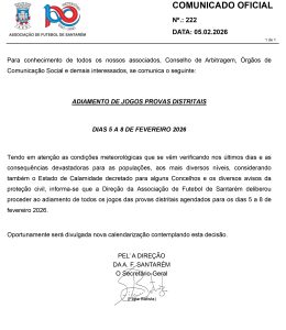 AFS adia jogos do distrital marcados entre os 5 e 8 de fevereiro 