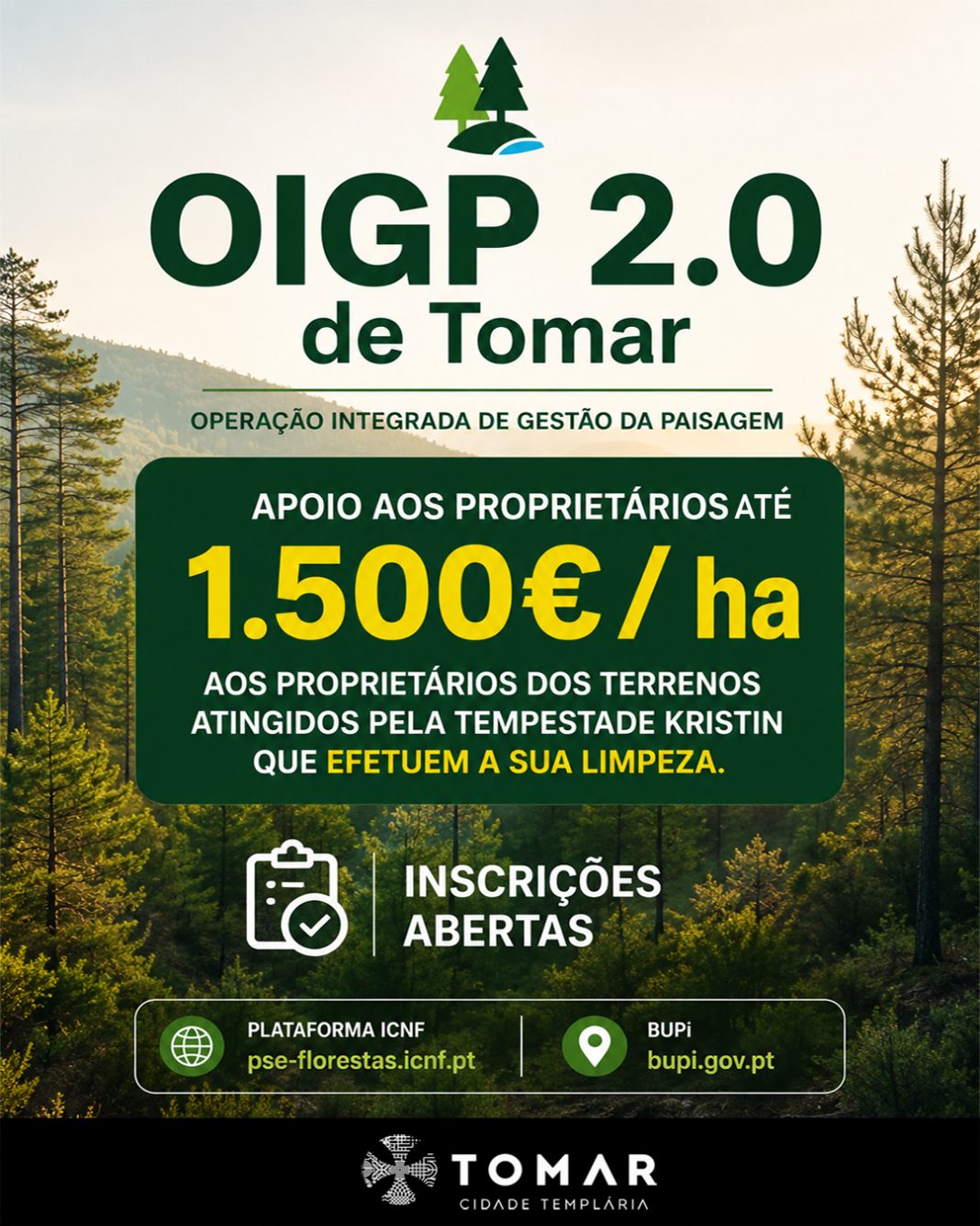 Tomar: Há apoio até 1.500€/ha para limpeza de terrenos afetados pela tempestade Kristin Tomar: Há apoio até 1.500€/ha para limpeza de terrenos afetados pela tempestade Kristin