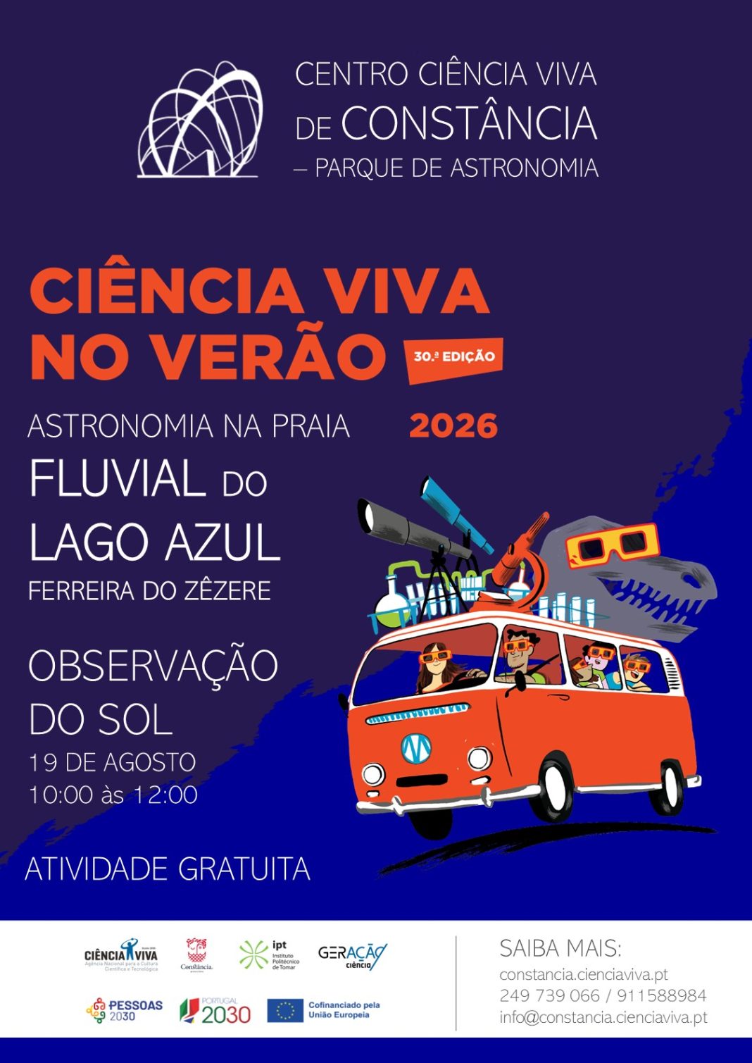 Depois do eclipse, vamos observar o Sol na Praia Fluvial do Lago Azul