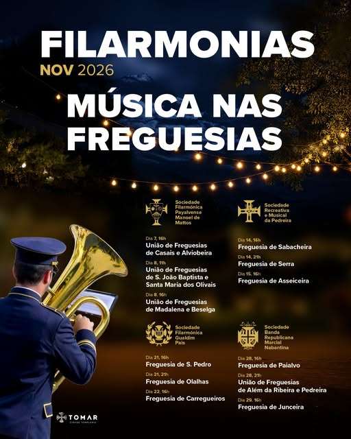 Filarmónicas vão dar música nas freguesias de Tomar, em novembro Filarmónicas vão dar música nas freguesias de Tomar, em novembro